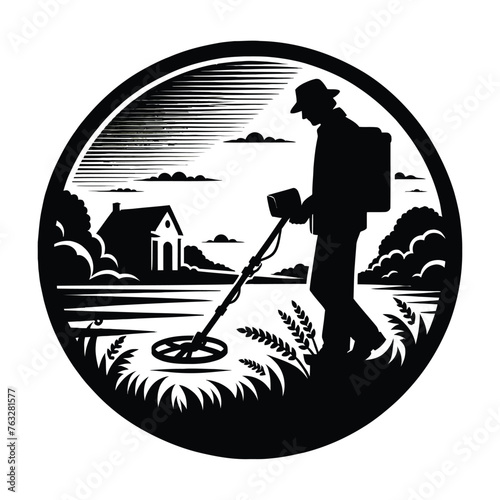 Metal Detector Enthusiast Searching in Countryside