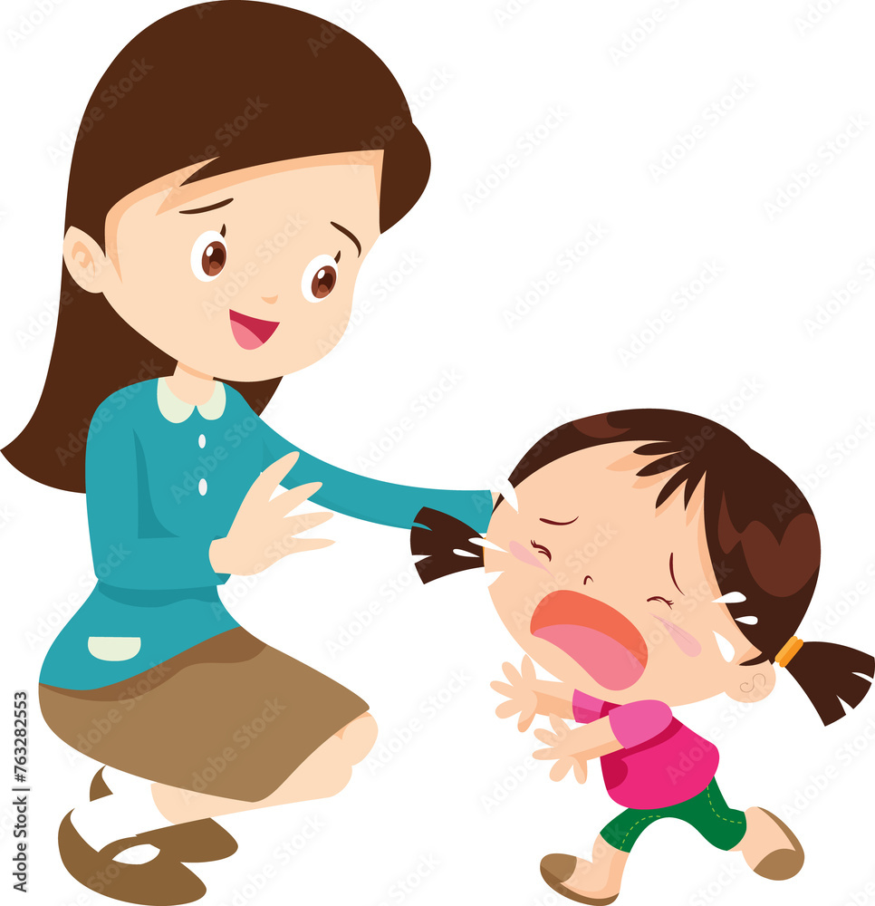 Comforting sad children with parent or teacher Comforting sad children with parent or teacher
