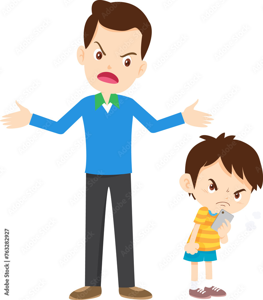 parent angry scold to kid addicted mobile phone