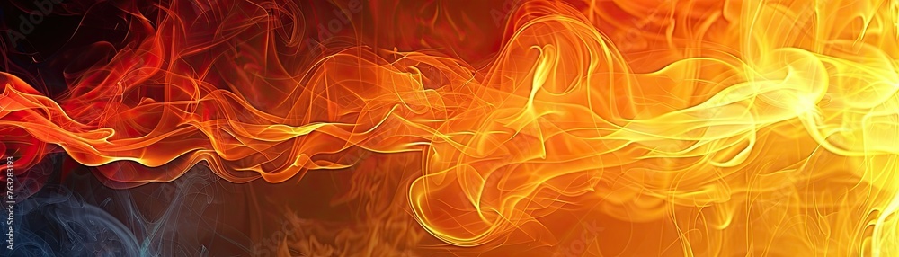 A fiery abstract background, with flames and smoke creating a dramatic effect, - obrazy, fototapety, plakaty 