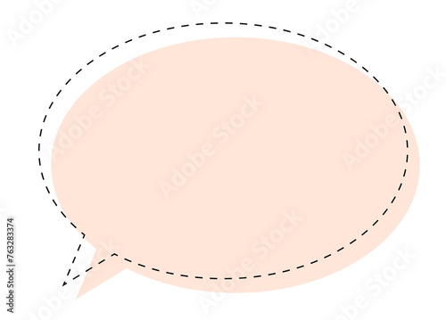 Speech bubble with outline. Beige banner with a frame for comics text. Cartoon illustration. photo