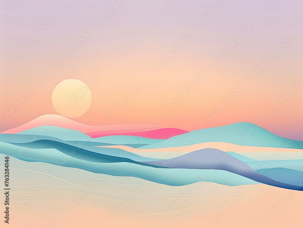 A minimalist design of soft gradients transitioning between pastel colors,