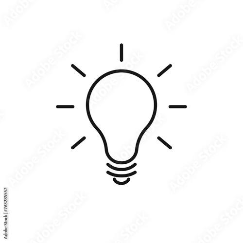 Idea light bulb simple line symbol, vector icon for user interface.