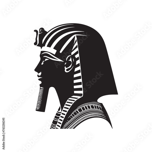 Timeless Silhouette of Ramses II Pharaoh - Ancient Majesty Revived in Pharaoh Ramses Illustration - Minimallest Pharaoh Ramses Vector
