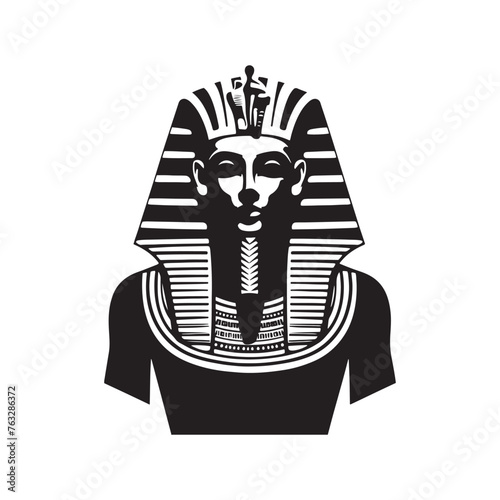 Resplendent Ramses II Pharaoh Silhouette - Eternal Sovereignty Portrayed in Pharaoh Ramses Illustration - Minimallest Pharaoh Ramses Vector
