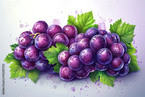 flat logo vector grapes fresh fruit icon isolated white background