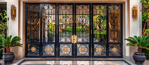 Whuntone Solid Cast Iron Gate with Black and Gold Finish