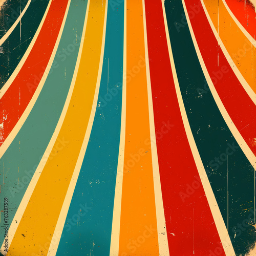 Retro lines, graphic and illustration for vintage poster or design. Background, artwork and banner with colour and grunge effects. Wallpaper, mockup and backdrop for creativity and trendy pop culture