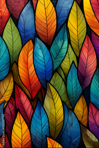 Colorful leaf wall art, colorful leaf glass art.