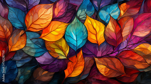 Colorful leaf wall art, colorful leaf glass art.
