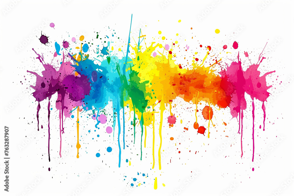 Fototapeta premium Illustration of many colorful splashes of color on a white background