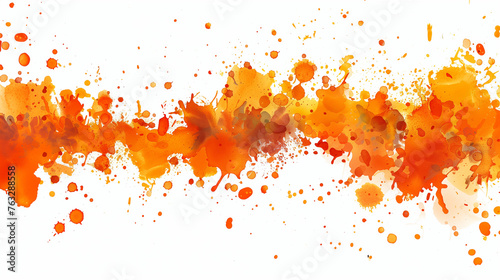 Illustration of many orange splashes of color on a white background