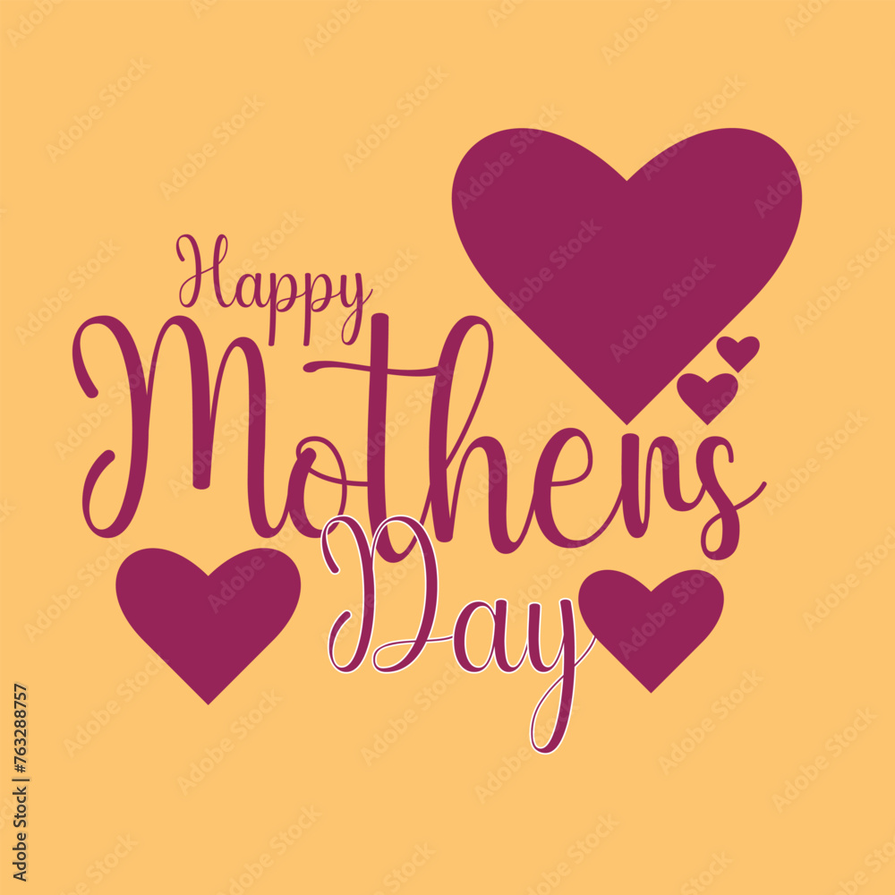 Happy Mothers Day lettering with white background.