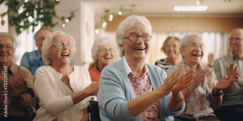 elderly people in a nursing home having fun Generative AI