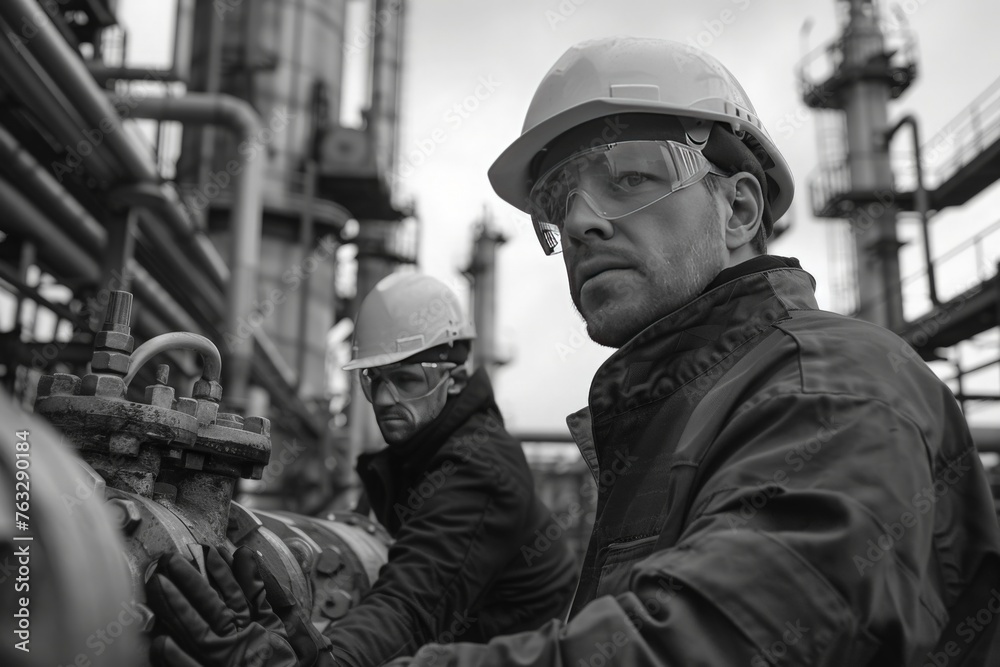 Industrial Workers Operating Equipment Industrial Workers Operating Equipment