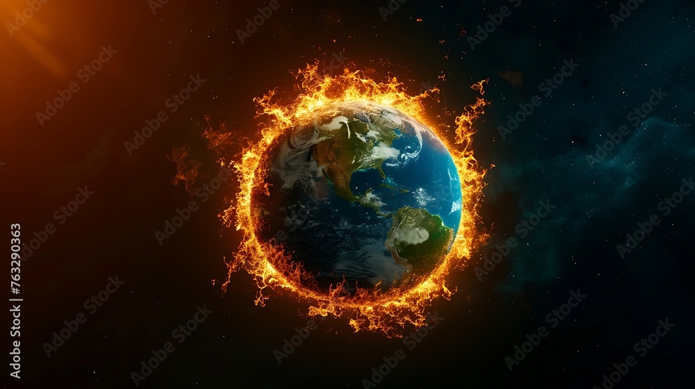 Burning Planet Earth represents climate change Burning Planet Earth represents climate change