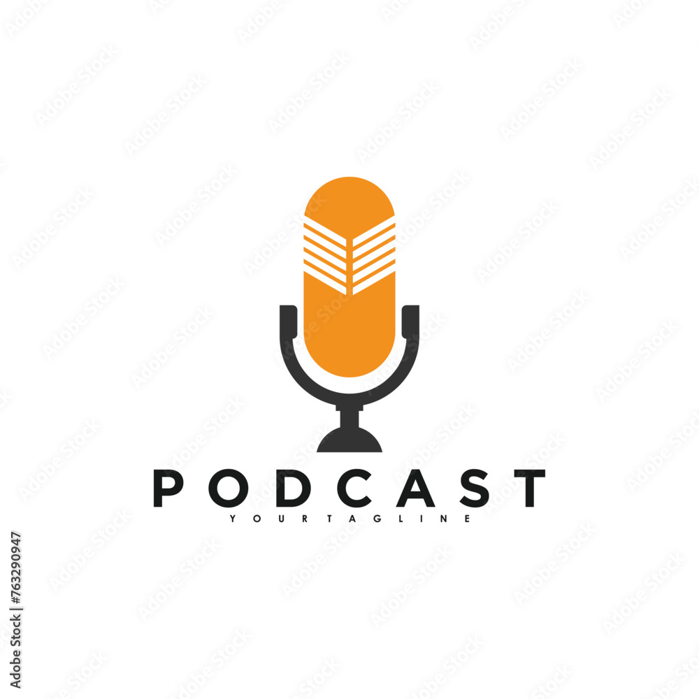 Podcast music logo design vector with creative idea Podcast music logo design vector with creative idea