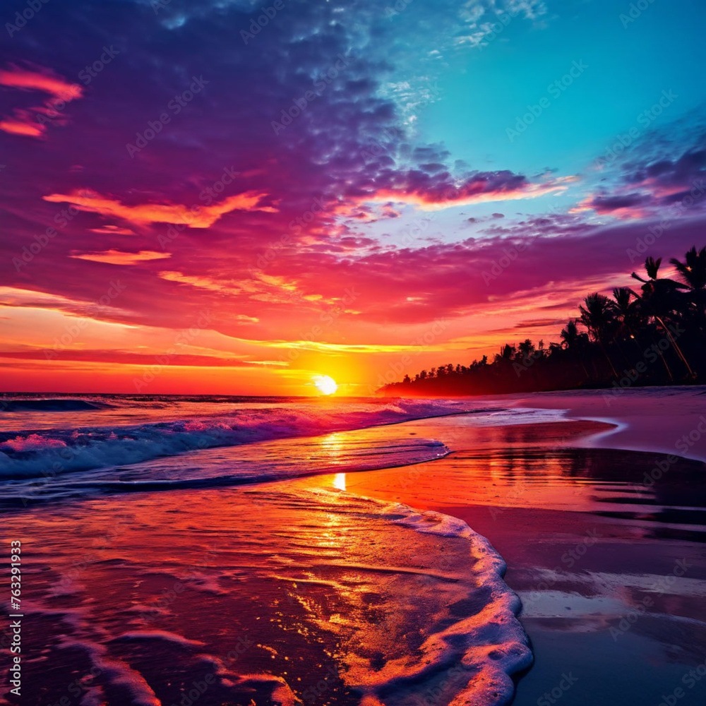 a sunset beach