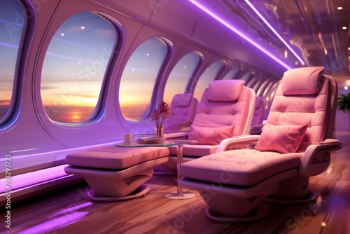 a realistic and captivating mockup of an airplane seat with an lcd screen, showcasing an engaging and immersive entertainment interface to enhance the passenger experience during a flight.