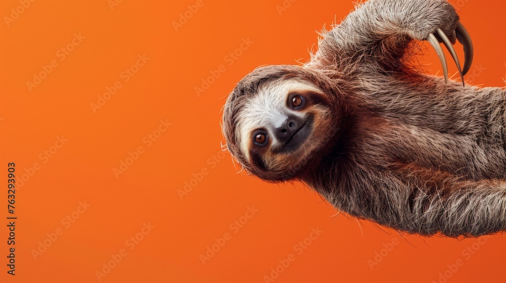 Sloth on Orange Background	