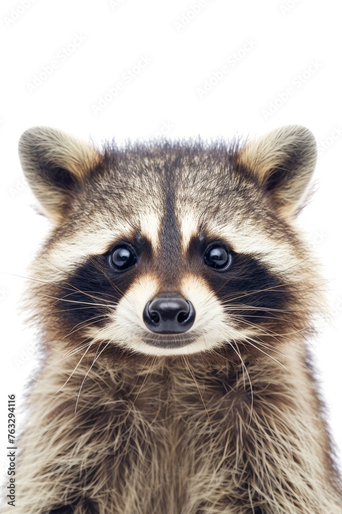 Cute Funny Raccoon Portrait on White Background Cute Funny Raccoon Portrait on White Background