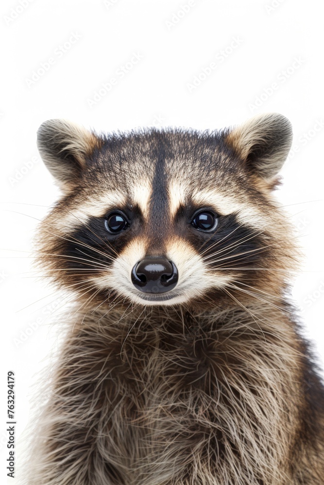 Cute Funny Raccoon Portrait on White Background Cute Funny Raccoon Portrait on White Background