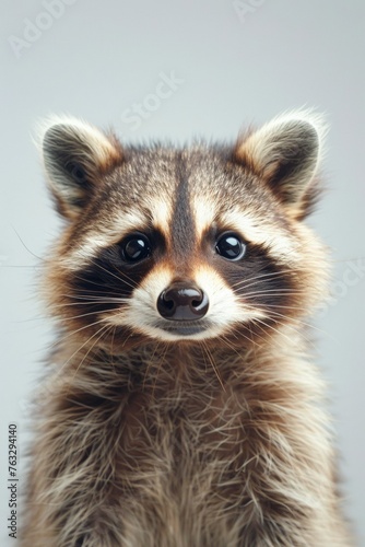 Cute Funny Raccoon Portrait on White Background © DVS