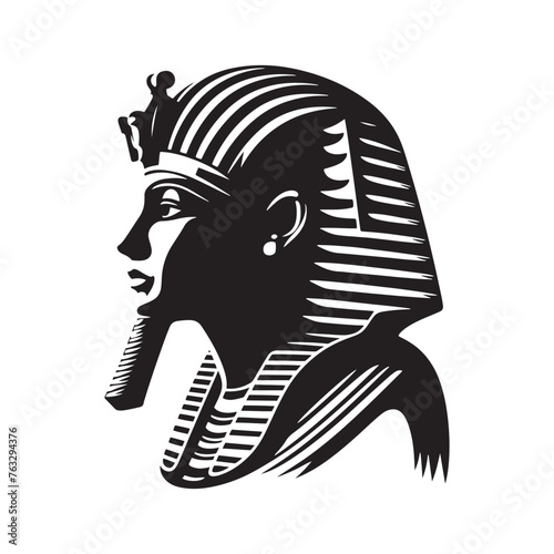 Ethereal Pharaoh Tutankhamun Silhouette Odyssey - Drifting through the Sands of Antiquity with Illustration - Minimallest Vector
