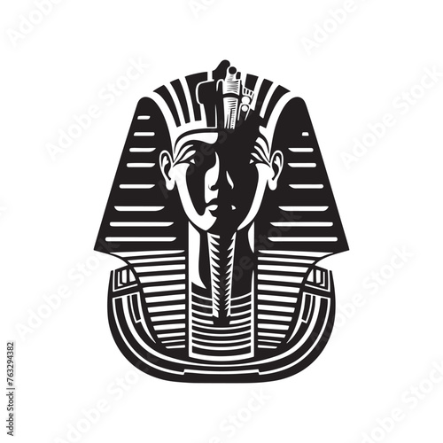 Serene Pharaoh Tutankhamun Silhouette Epoch - Tranquil Reflections on the Reign of Ancient Pharaohs with Illustration - Minimallest Vector
