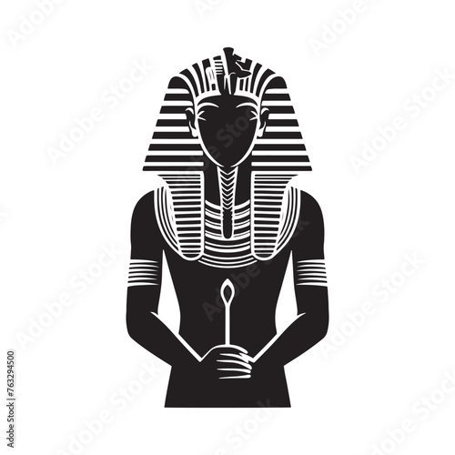 Majestic Pharaoh Tutankhamun Silhouette Masterpiece - A Glimpse into Ancient Royalty with Pharaoh Tutankhamun Illustration - Minimallest Pharaoh Tutankhamun Vector

