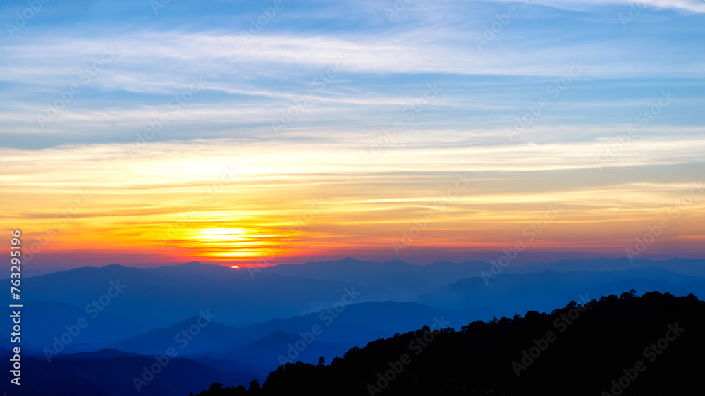 Sunset at peak mountain landscape Sunset at peak mountain landscape