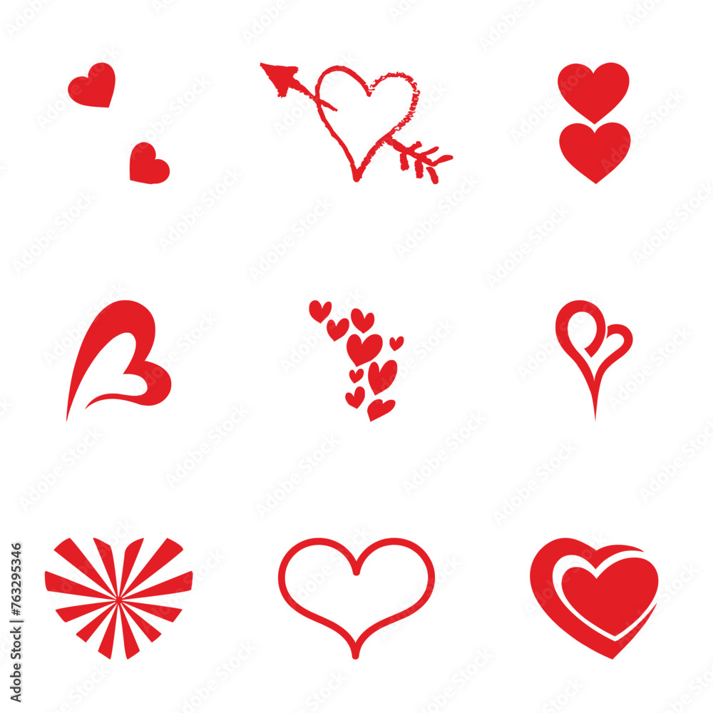 a collection of hearts and a red heart a collection of hearts and a red heart