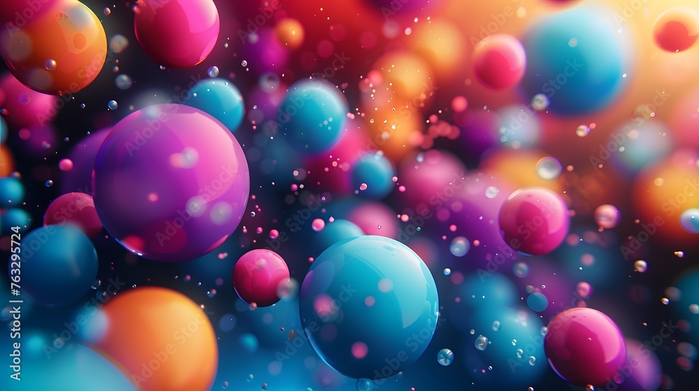 abstract of colorful balls are flying in the air, illustration from Generative AI