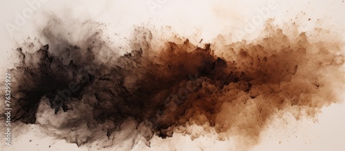 A close up shot capturing the black and brown smoke billowing out of a hole in a wall, resembling the rich flavors of a comforting dish cooking in the kitchen photo