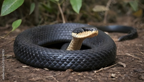 A King Cobra With Its Hood Flared In A Defensive S Upscaled