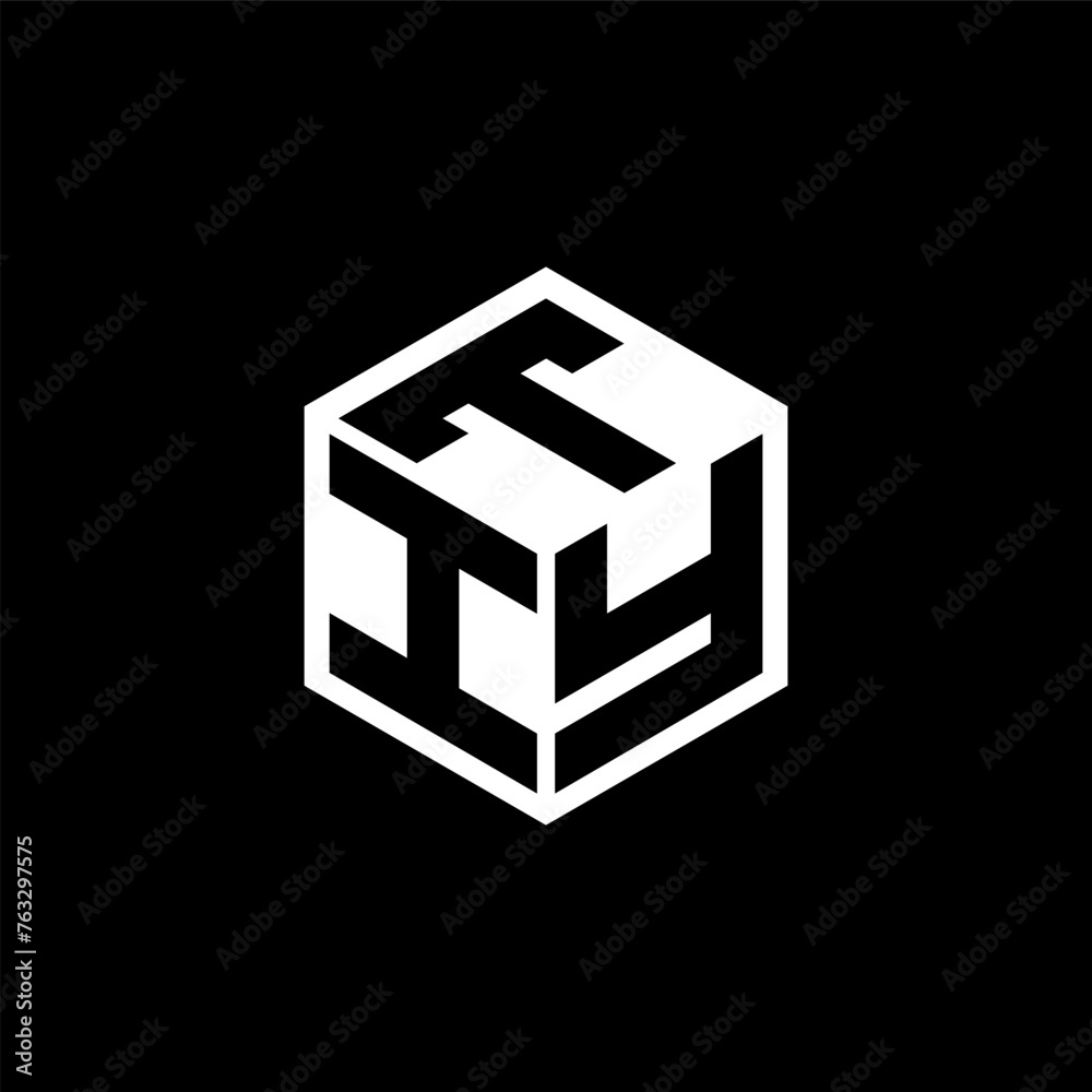 IYT letter logo design with black background in illustrator, cube logo, vector logo, modern alphabet font overlap style. calligraphy designs for logo, Poster, Invitation, etc.