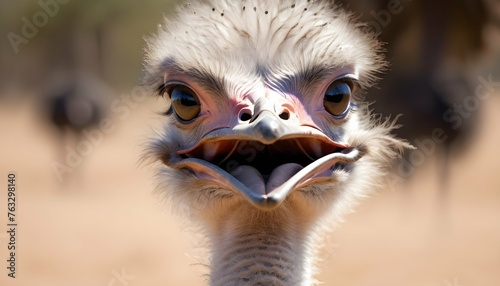 An Ostrich With Its Feathers Rustling In The Breez Upscaled 10