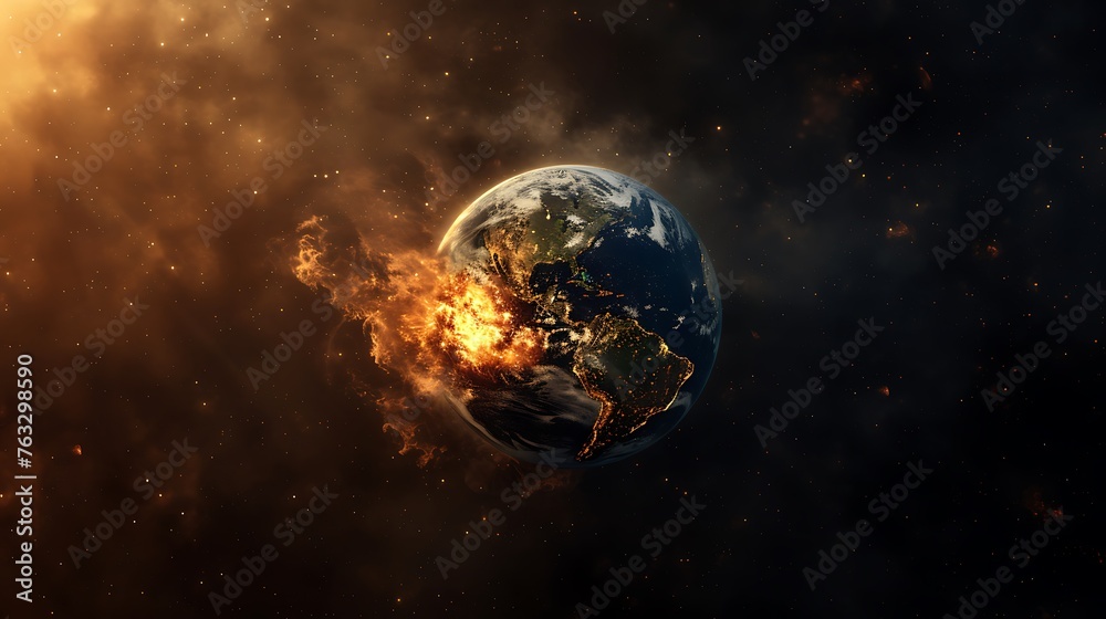 Burning Planet Earth represents climate change