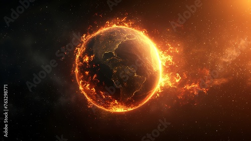 Wallpaper Mural Burning Planet Earth represents climate change Torontodigital.ca