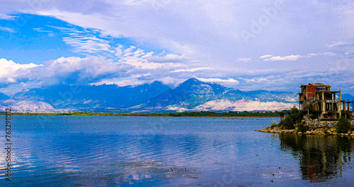 Skadar lake with mountains