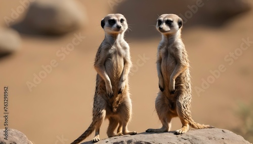 A Meerkat Standing On A Rock Keeping Watch Over T Upscaled 7