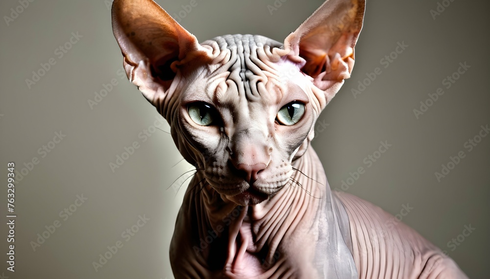 A Regal Sphynx Cat With Wrinkled Skin Upscaled 6