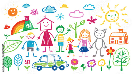 Backyard Adventures, A Whimsical Chalk Scene Inspired by Nature