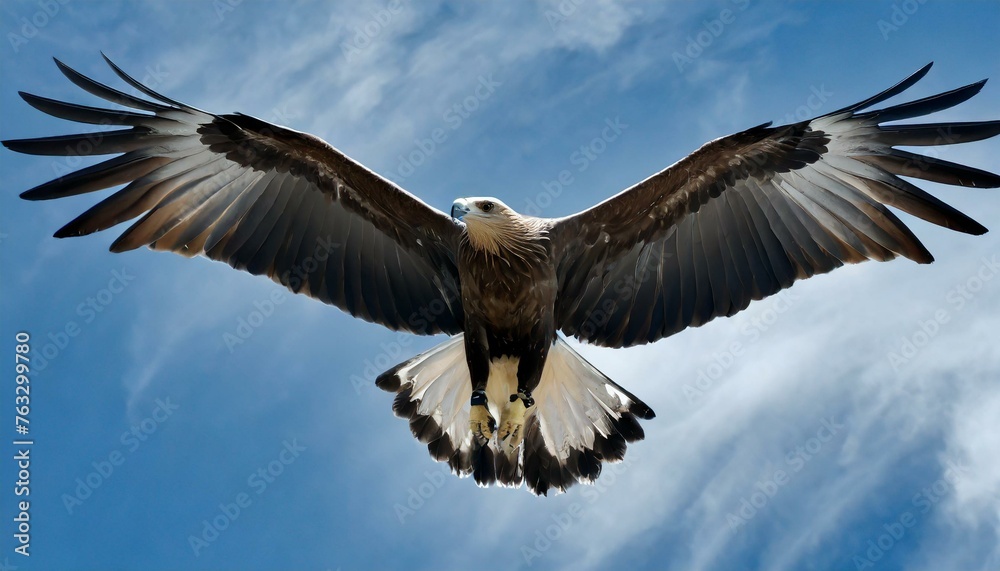 Fototapeta premium Isaiah 40:31: Rise on Wings like Eagle. High Flying Eagle with Wings Open. Bible Prophecy