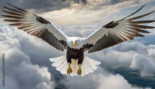 Isaiah 40:31: Rise on Wings like Eagle. High Flying Eagle with Wings Open. Bible Prophecy