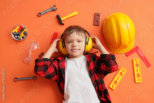 Cute little builder with to...
