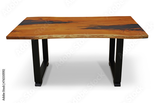 old wooden table in white background