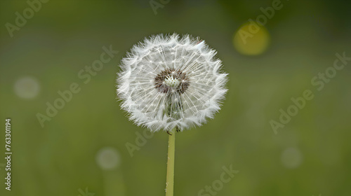 A close-up of a dandelion seed head  with individual seeds ready to be carried away by the wind