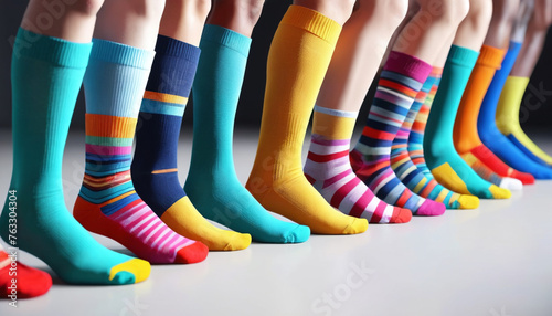 Colorful socks on male feet, generative AI.