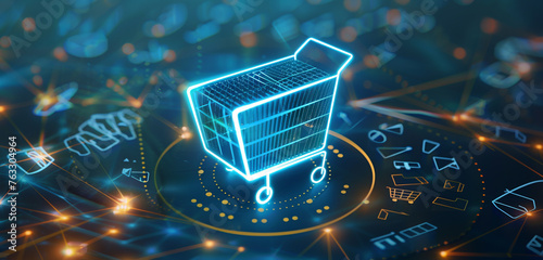 Concepts of online purchasing with the cart symbol